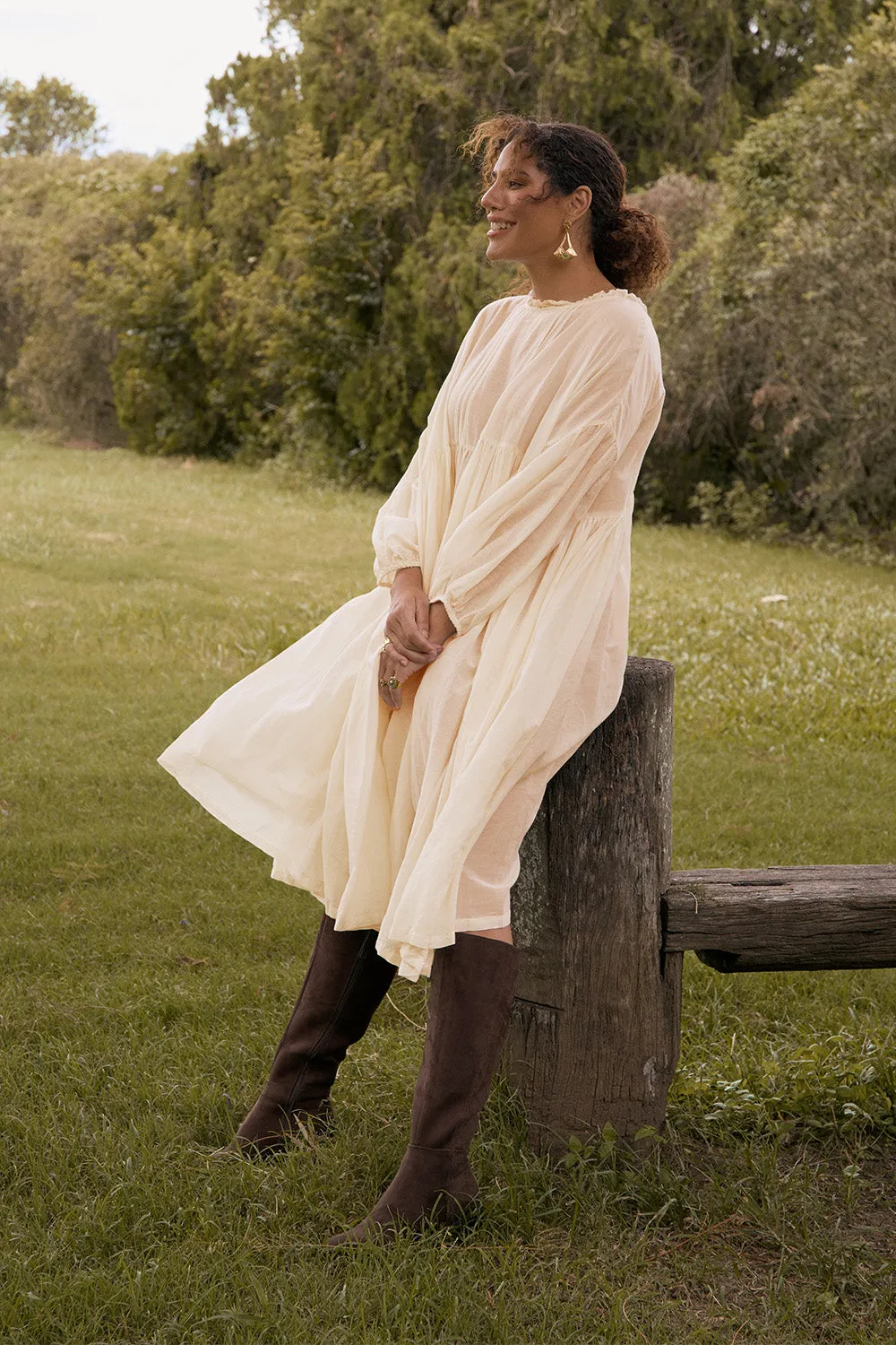 Coco Cotton Silk Dress in Pearl sold by Adrift product image thumbnail 2