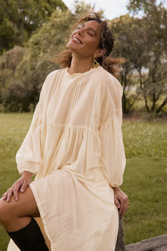 Coco Cotton Silk Dress in Pearl sold by Adrift