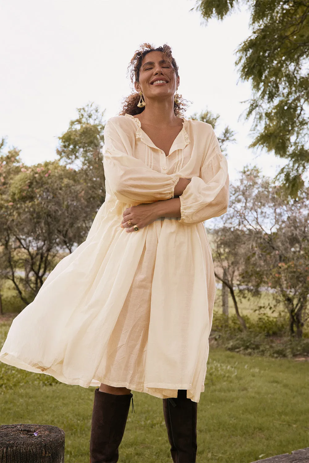 Coco Cotton Silk Dress in Pearl sold by Adrift product image thumbnail 3