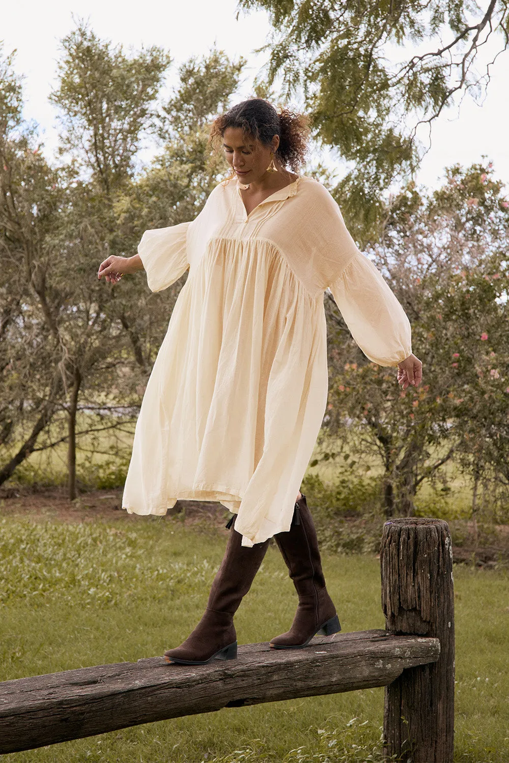 Coco Cotton Silk Dress in Pearl sold by Adrift product image thumbnail 5