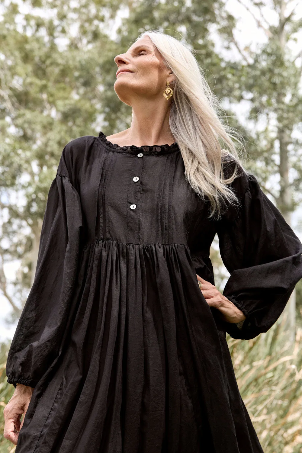 Coco Cotton Silk Dress in Onyx sold by Adrift product image thumbnail 4
