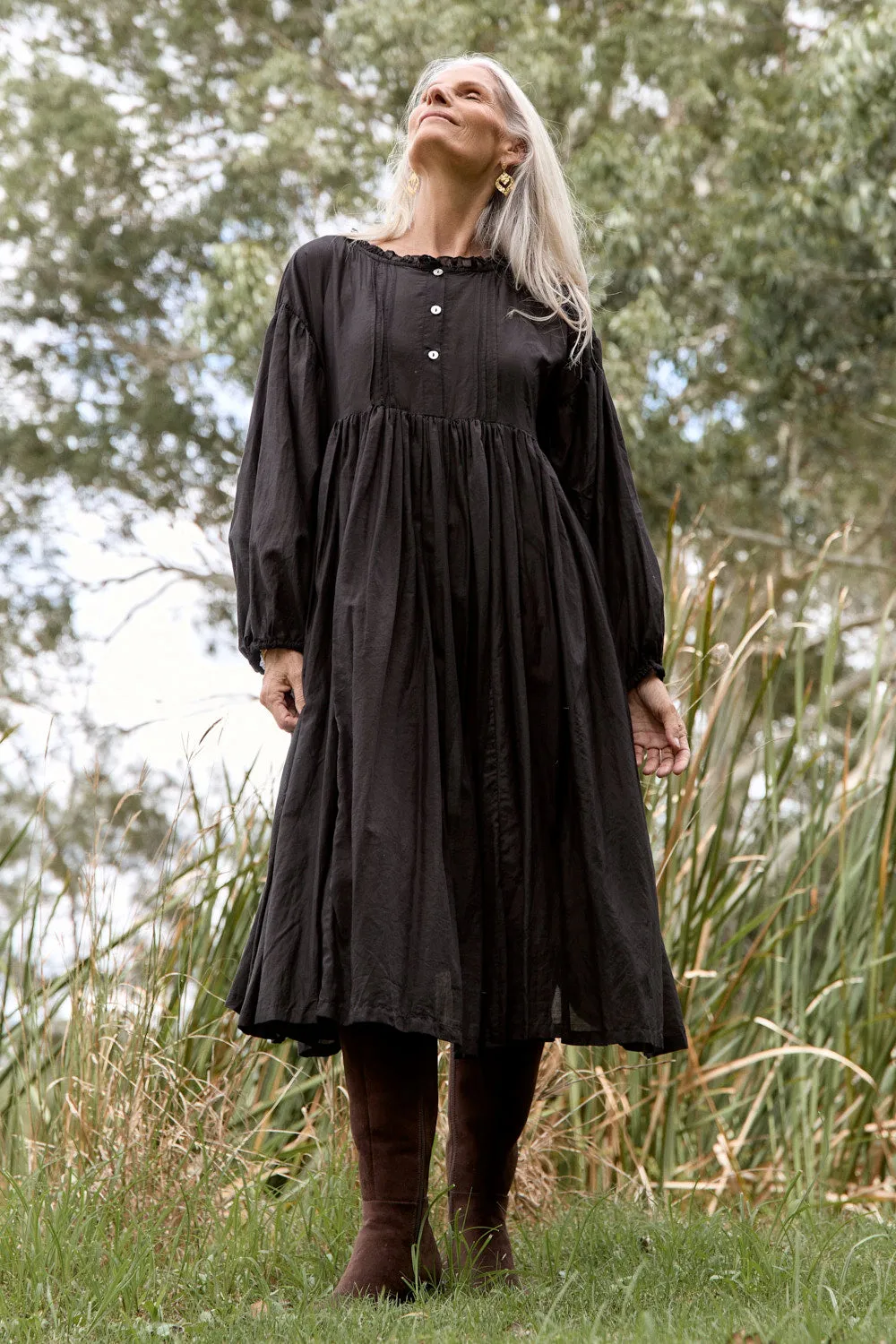 Coco Cotton Silk Dress in Onyx sold by Adrift product image thumbnail 5