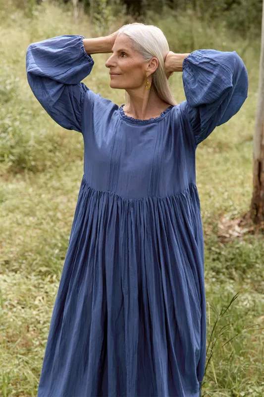 Coco Cotton Silk Dress in Tidal sold by Adrift