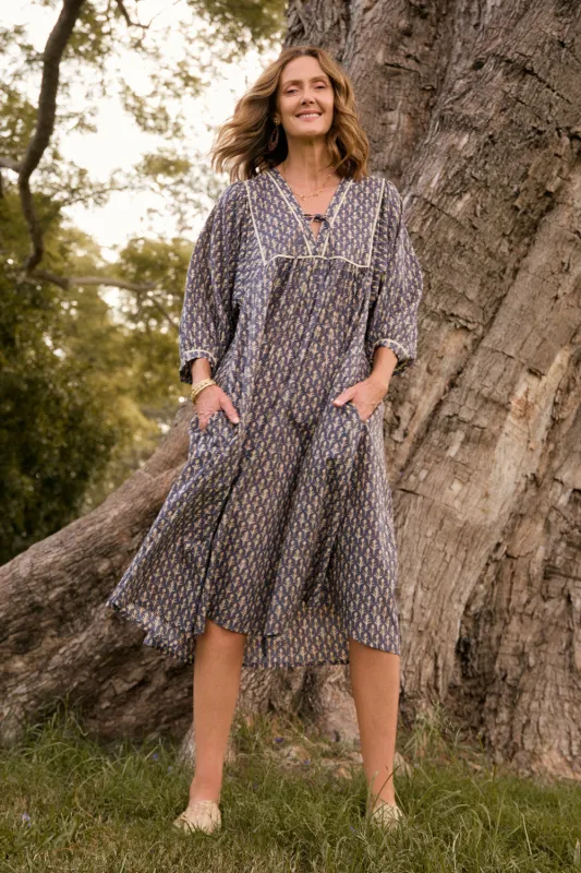 Cairo Midi Dress in Wildfern sold by Adrift