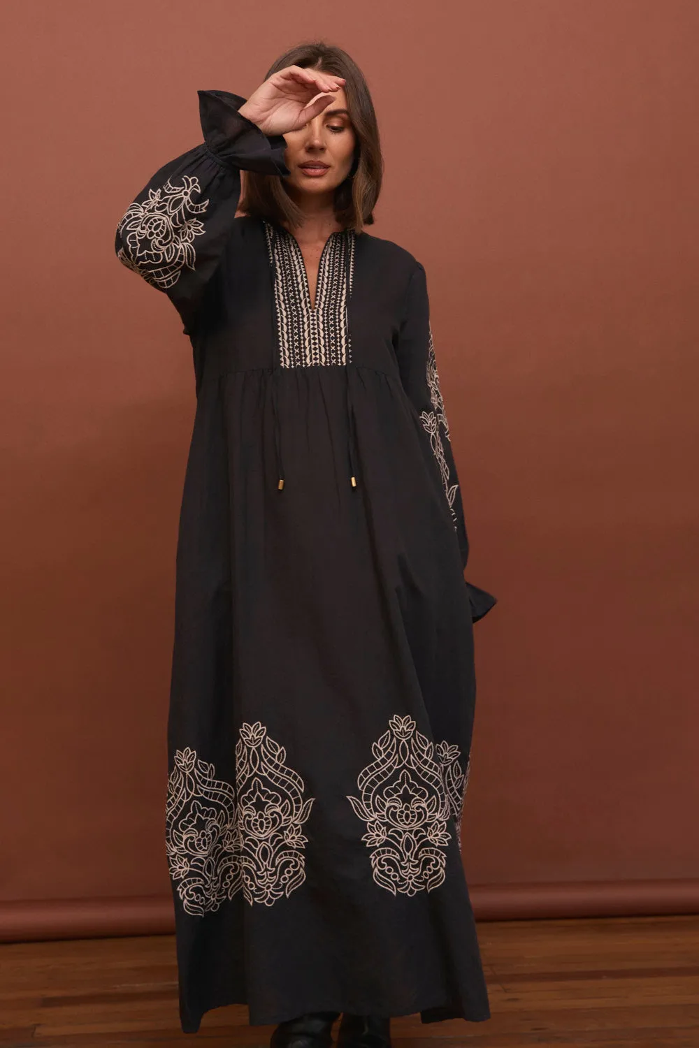 Tanya Embroidered Dress in Midnight sold by Adrift product image thumbnail 5