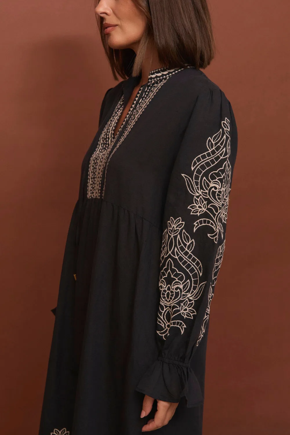 Tanya Embroidered Dress in Midnight sold by Adrift product image thumbnail 3