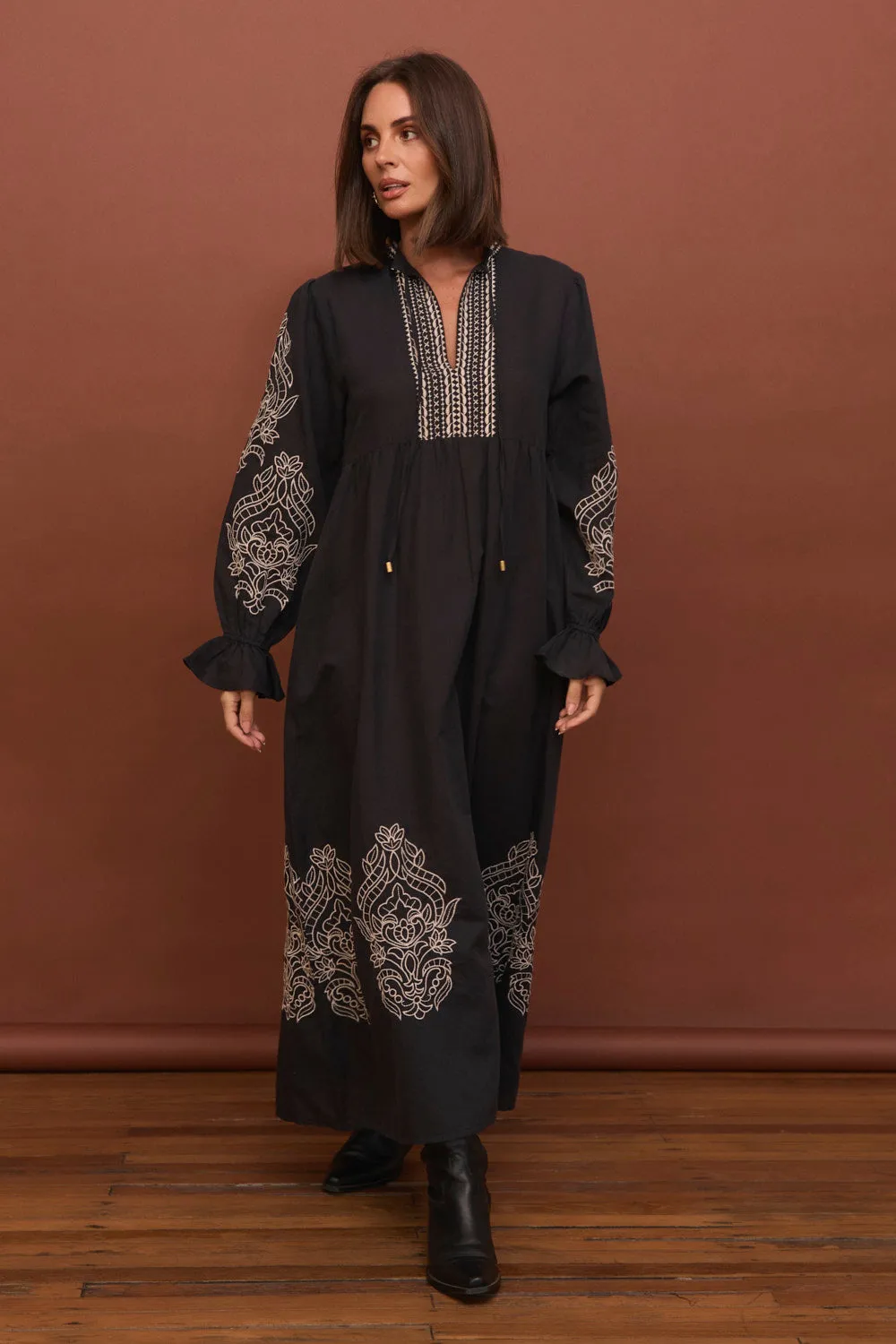 Tanya Embroidered Dress in Midnight sold by Adrift product image thumbnail 2