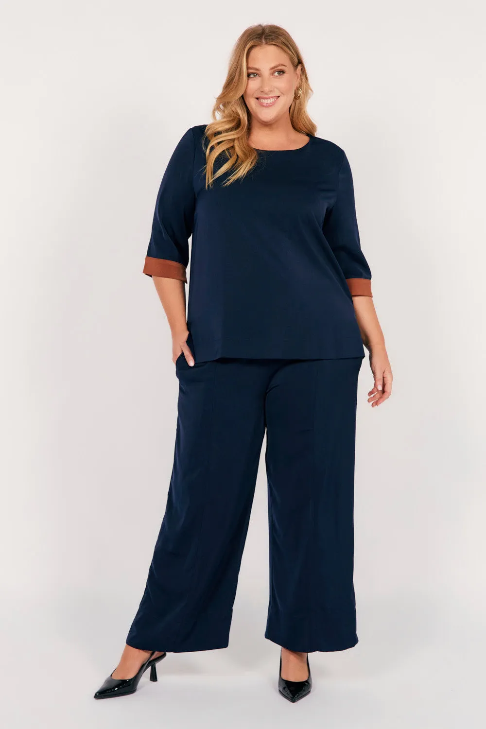 Camille Wide Leg Pant in Tribeca sold by Adrift