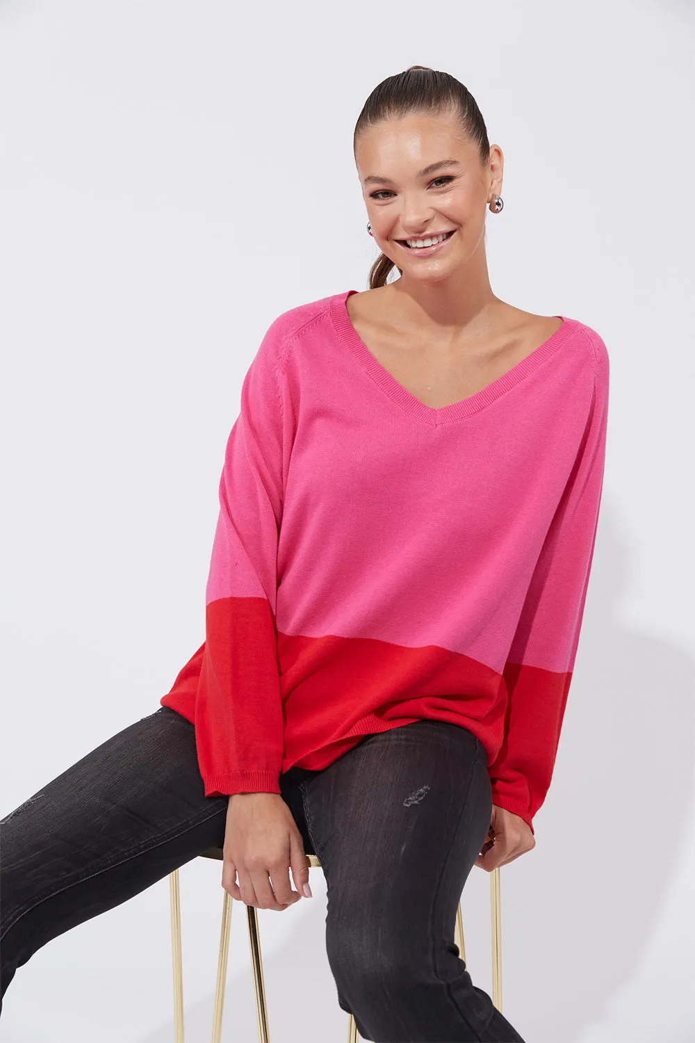 Casablanca Block Knit in Chilli Pink sold by Adrift product image thumbnail 4