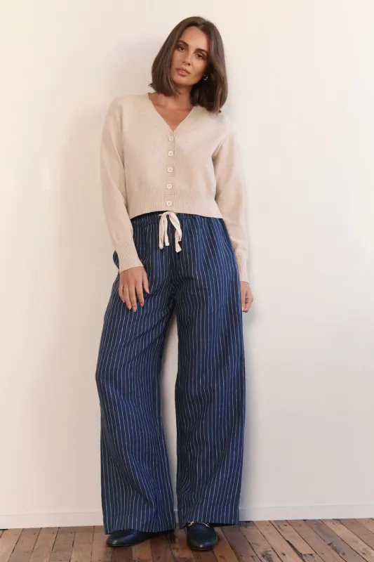 Breezy Relaxed Linen Pant in Pinstripe sold by Adrift