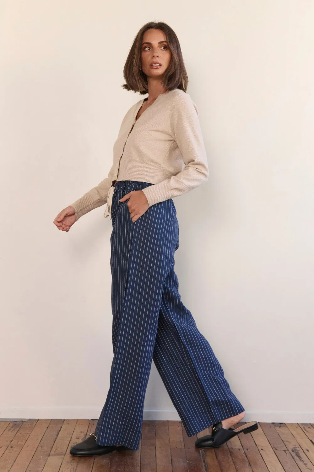Breezy Relaxed Linen Pant in Pinstripe sold by Adrift product image thumbnail 2