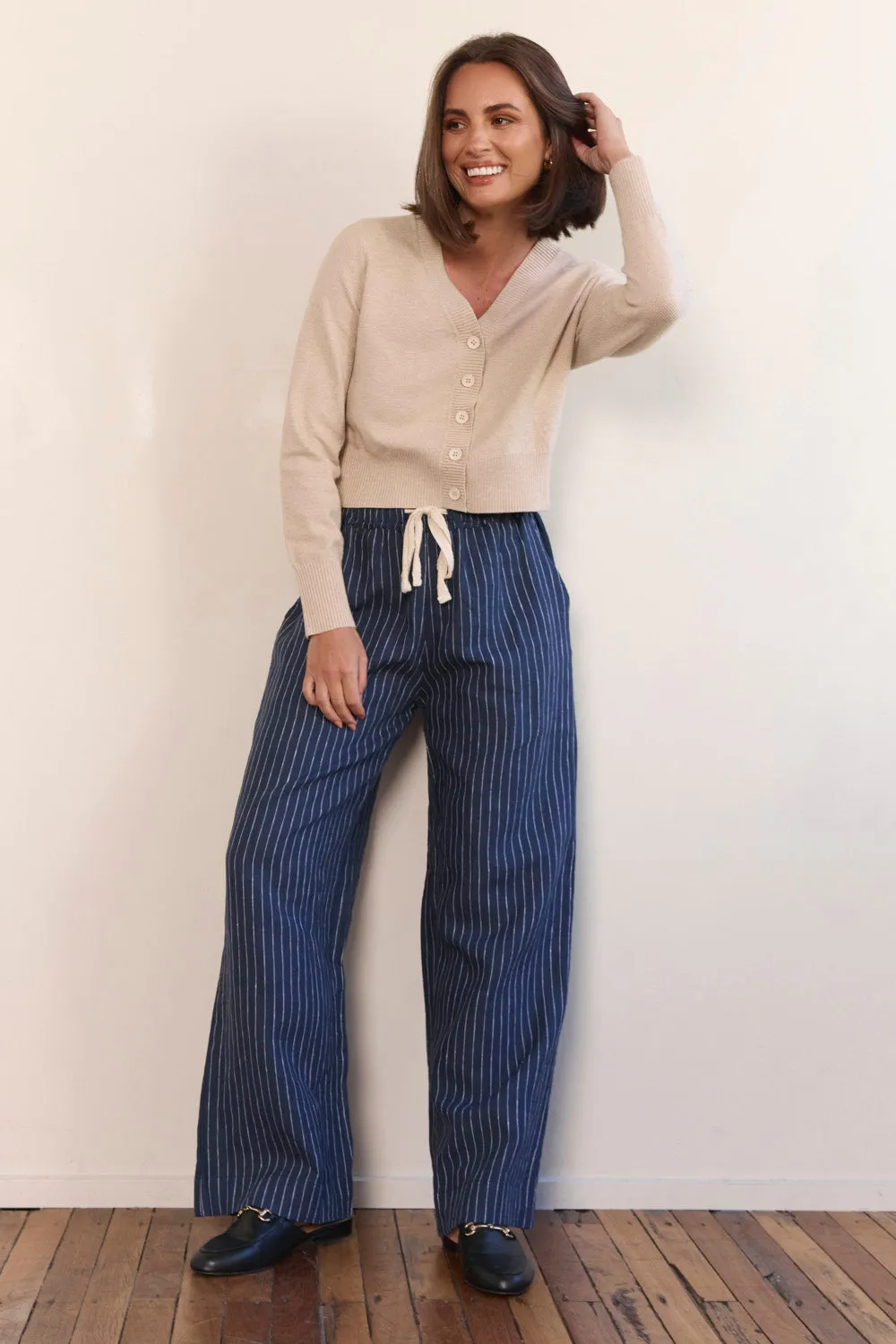 Breezy Relaxed Linen Pant in Pinstripe sold by Adrift product image thumbnail 5