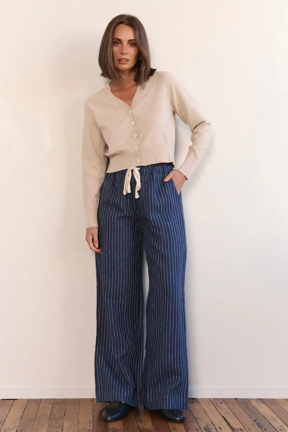 Breezy Relaxed Linen Pant in Pinstripe sold by Adrift product image thumbnail 3
