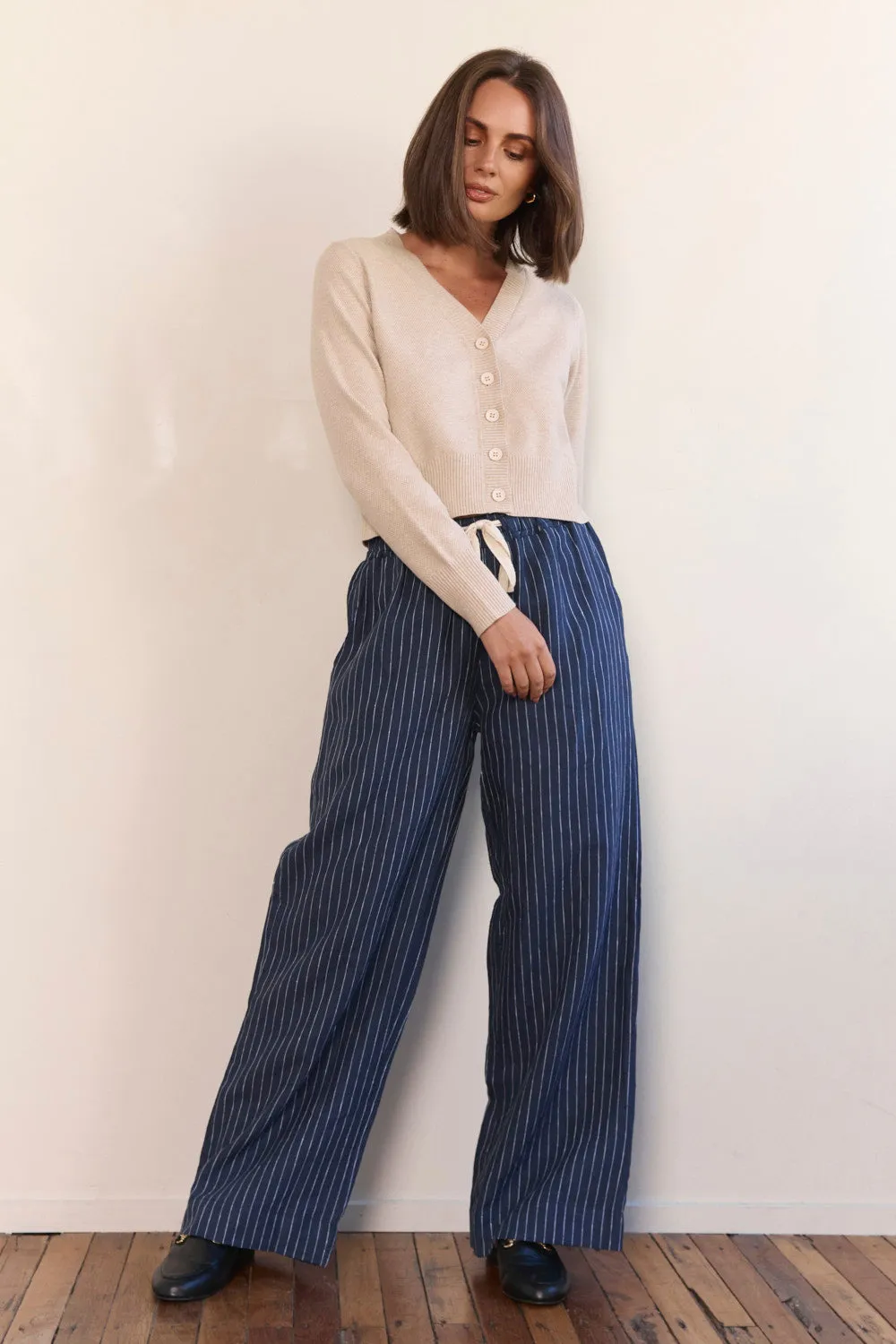 Breezy Relaxed Linen Pant in Pinstripe sold by Adrift product image thumbnail 4