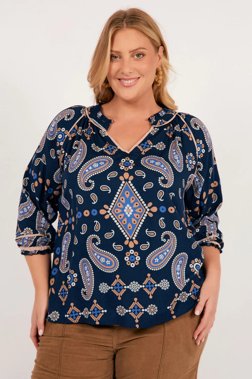 Maeve Shift Top in Navy Filigree sold by Adrift product image thumbnail 3