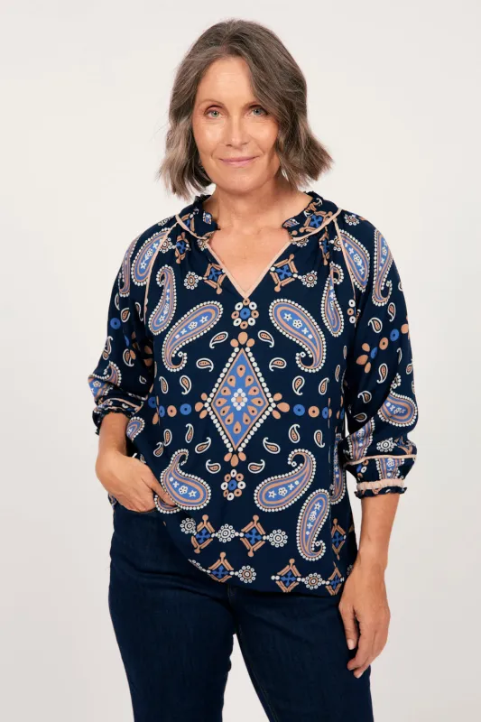 Maeve Shift Top in Navy Filigree made by Adrift