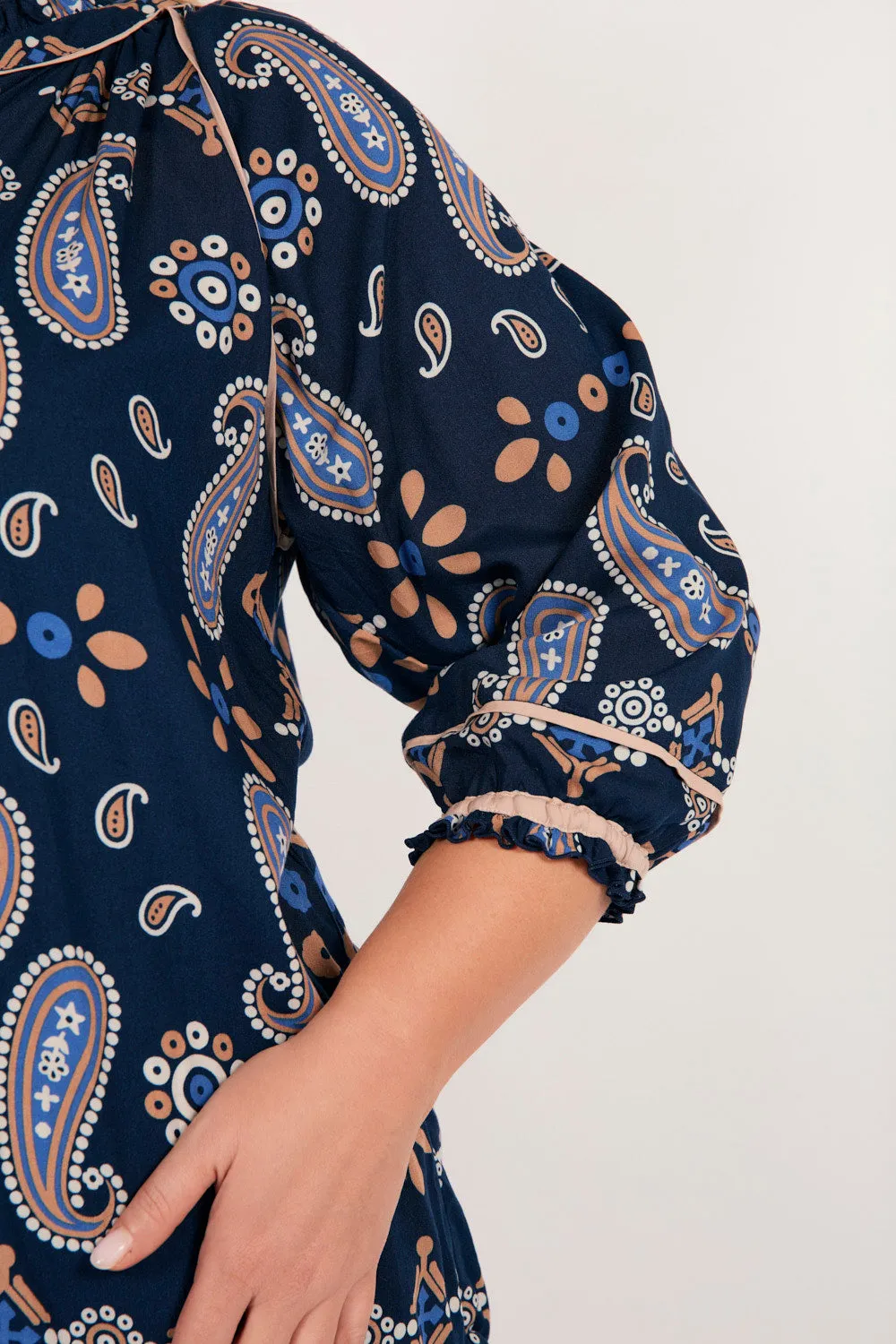 Maeve Shift Top in Navy Filigree sold by Adrift product image thumbnail 5