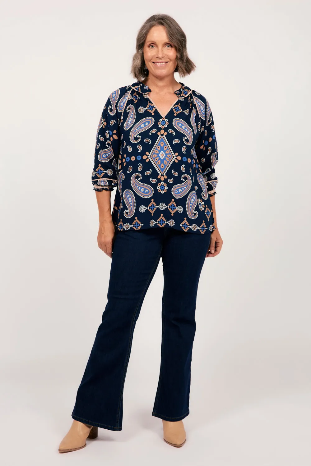 Maeve Shift Top in Navy Filigree sold by Adrift product image thumbnail 2