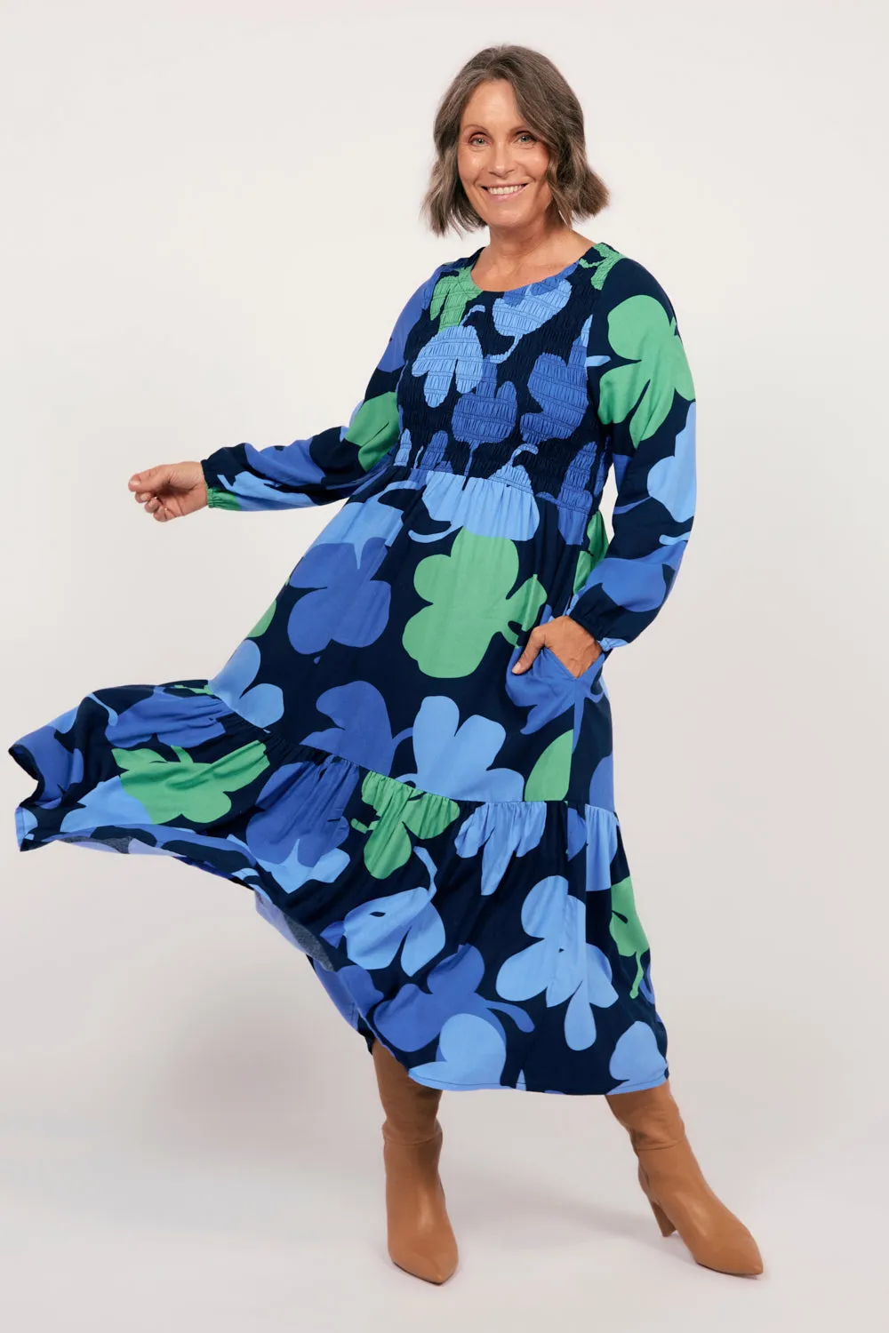 Minden Shirred Dress in Wintergarden sold by Adrift product image thumbnail 5