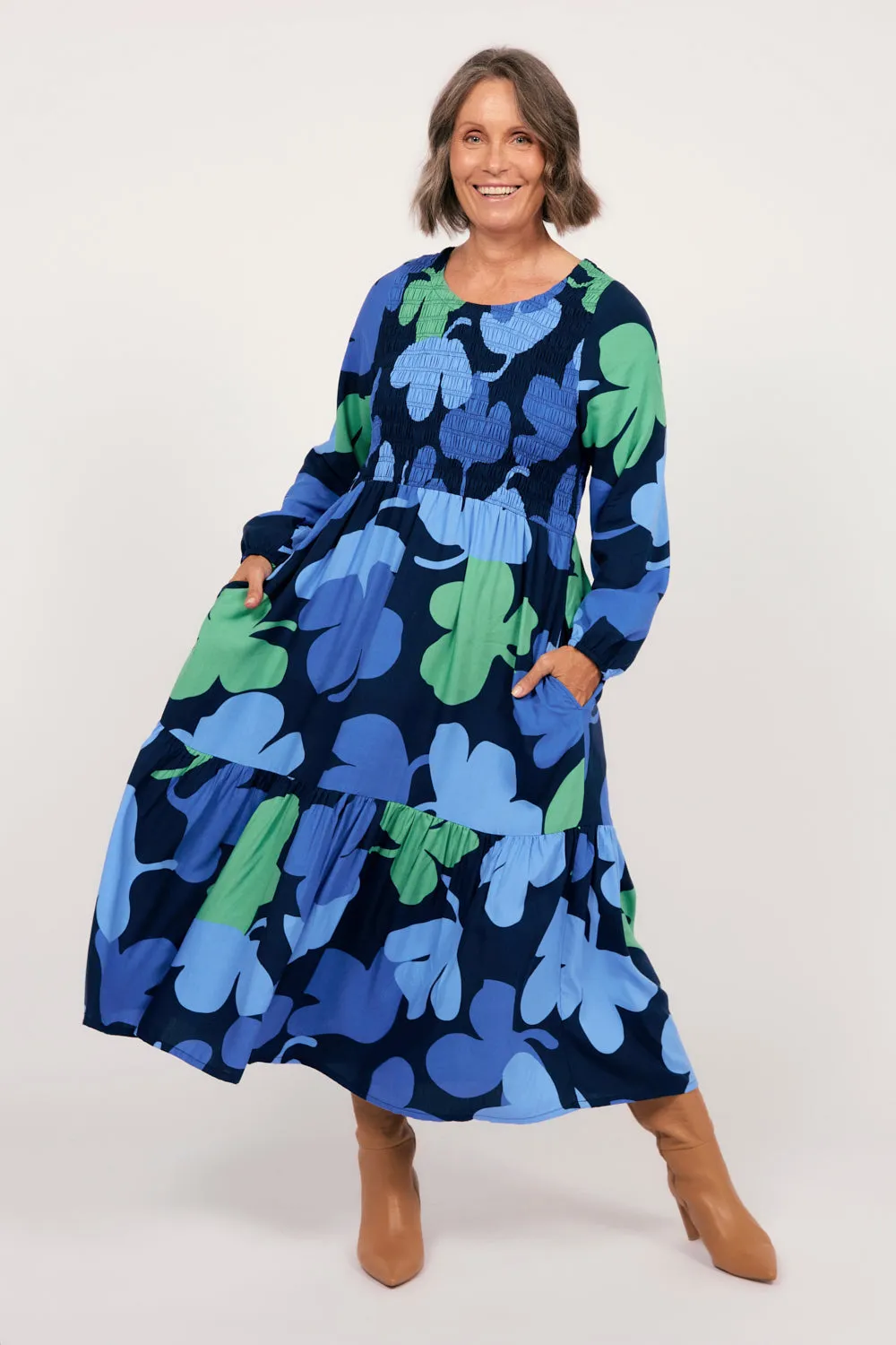 Minden Shirred Dress in Wintergarden sold by Adrift product image thumbnail 2