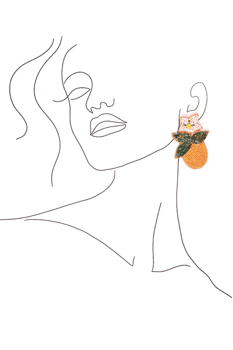 Tangerine Beaded Earrings in Orange sold by Adrift