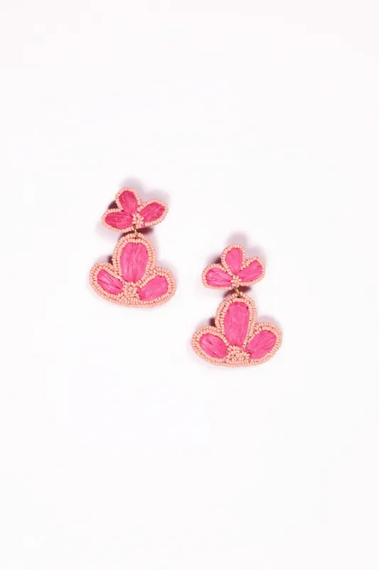 Beaded Flower Drops Earring in Pale Pink sold by Adrift