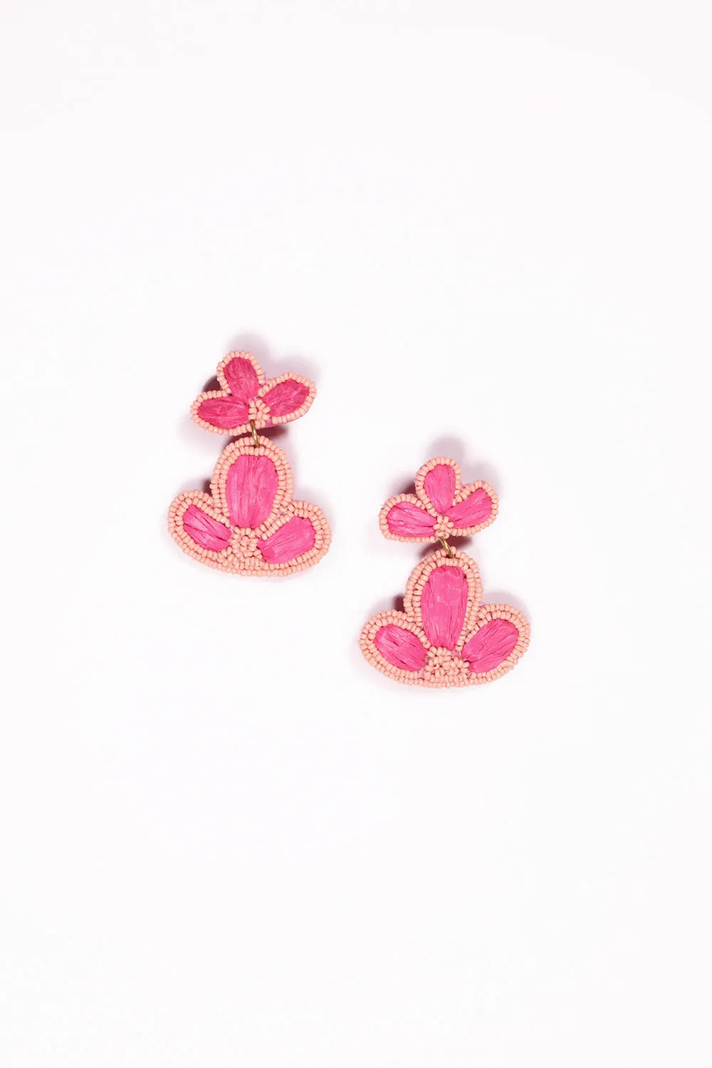 Beaded Flower Drops Earring in Pale Pink sold by Adrift