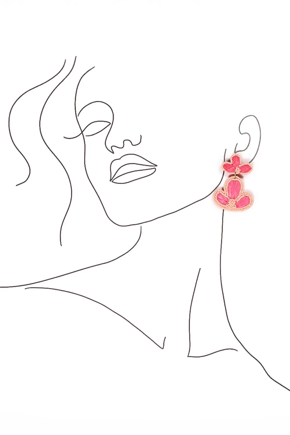 Beaded Flower Drops Earring in Pale Pink sold by Adrift product image thumbnail 2