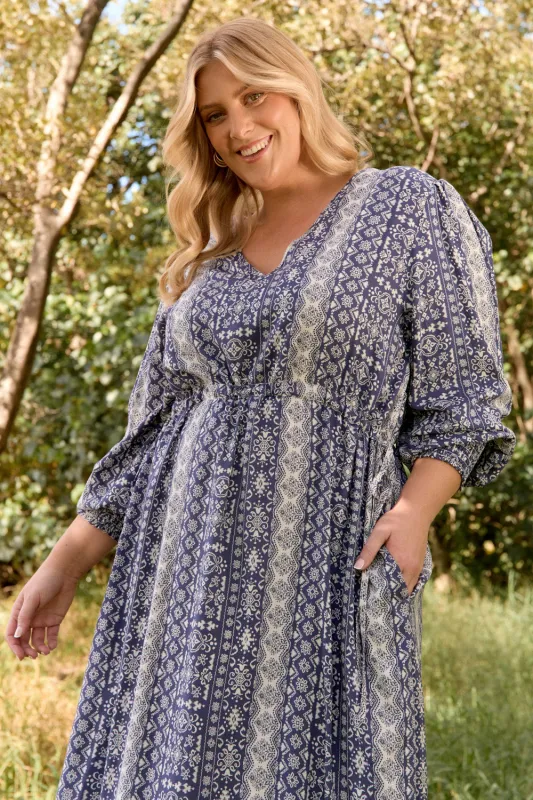 Irena Long Sleeve Dress in Ebb & Flow sold by Adrift