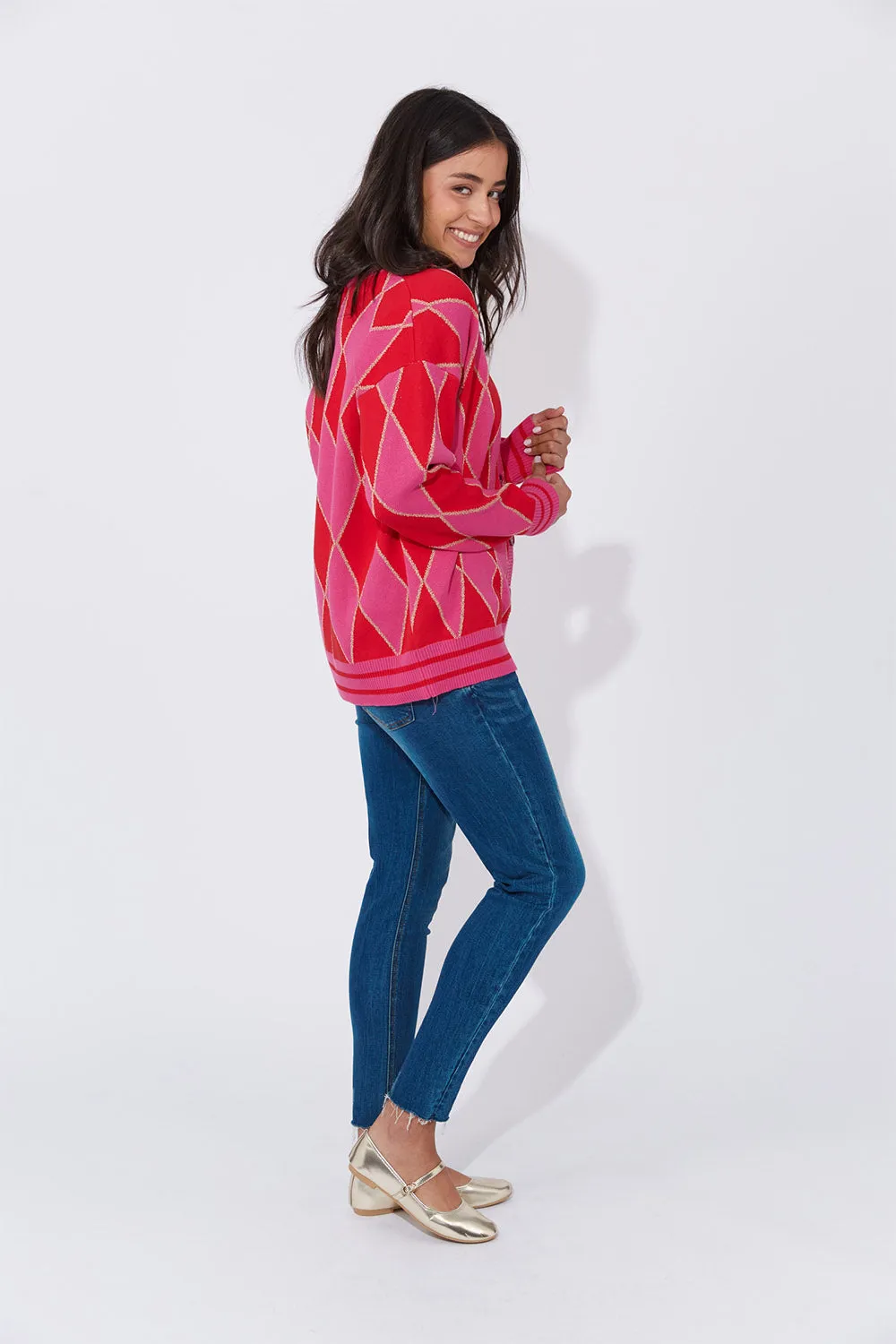 Casablanca Lurex Cardigan in Pink sold by Adrift product image thumbnail 5
