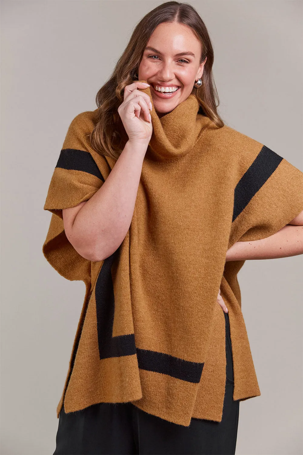 Avino One Size Poncho in Tobacco sold by Adrift product image thumbnail 2