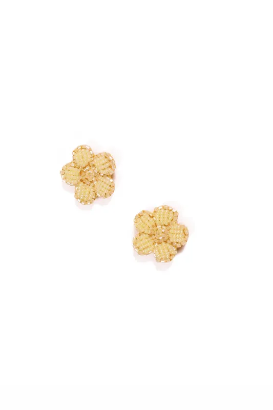 Beaded Flower Studs in Light Yellow sold by Adrift
