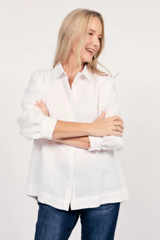 Oversized Linen Boyfriend Shirt in White sold by Adrift