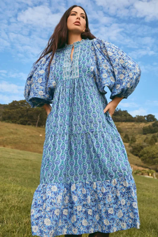 Mirabelle Frill Dress in Raindrop sold by Adrift