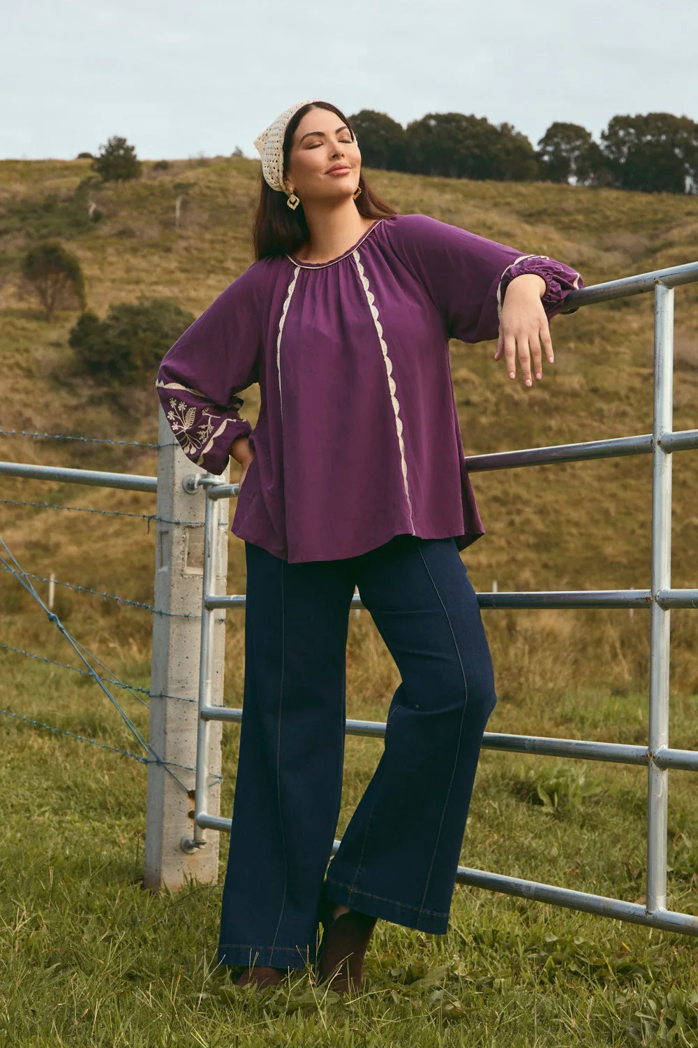 Emila Embroidered Blouse in Moonlit Charm sold by Adrift product image thumbnail 4