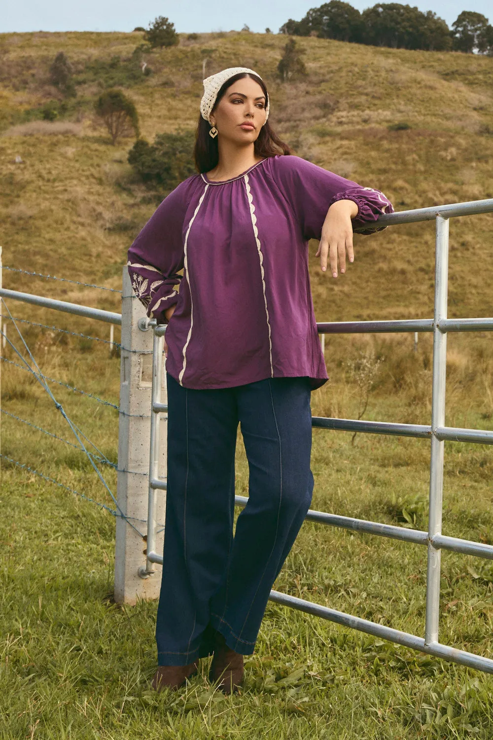 Emila Embroidered Blouse in Moonlit Charm sold by Adrift product image thumbnail 2