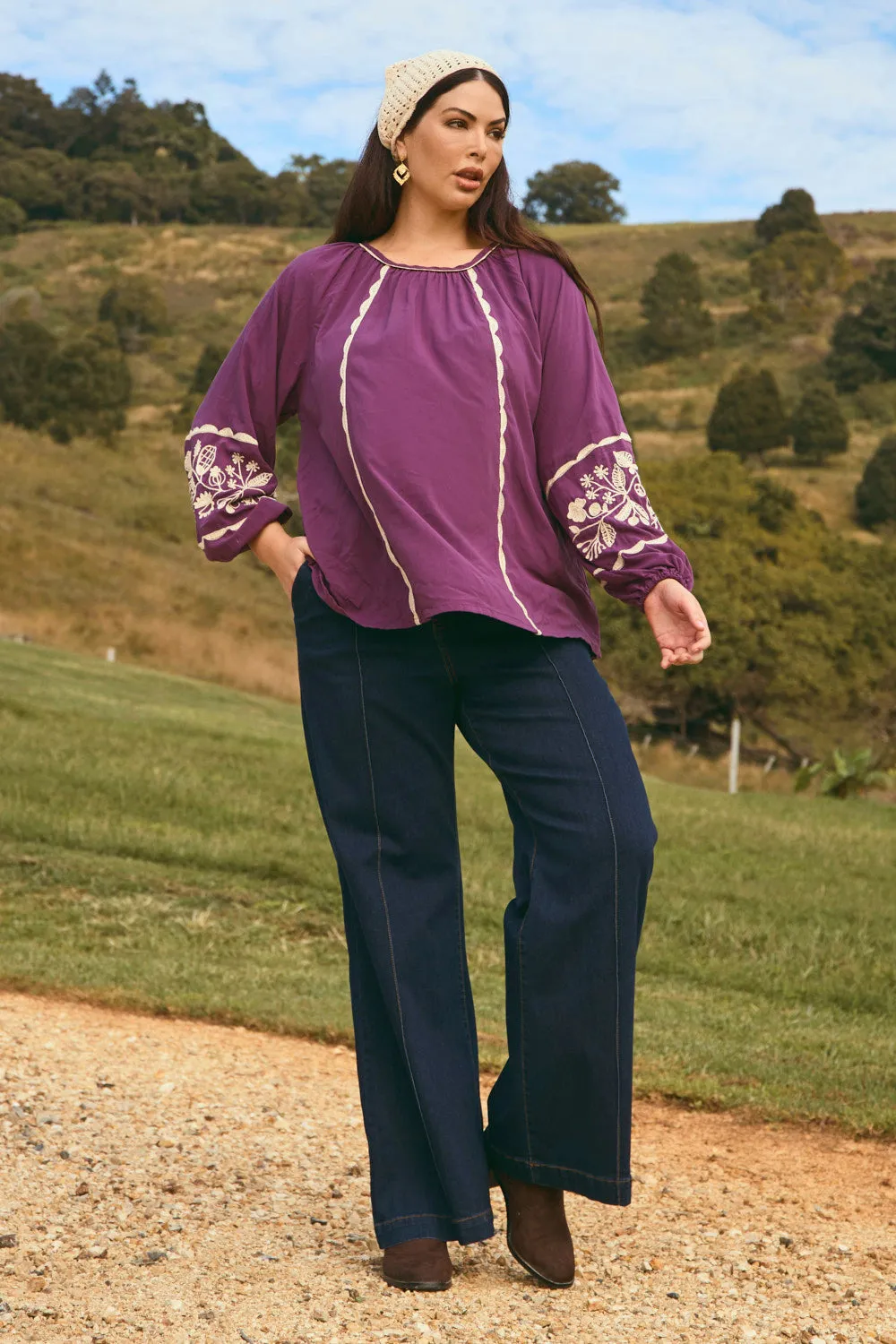 Emila Embroidered Blouse in Moonlit Charm sold by Adrift product image thumbnail 5