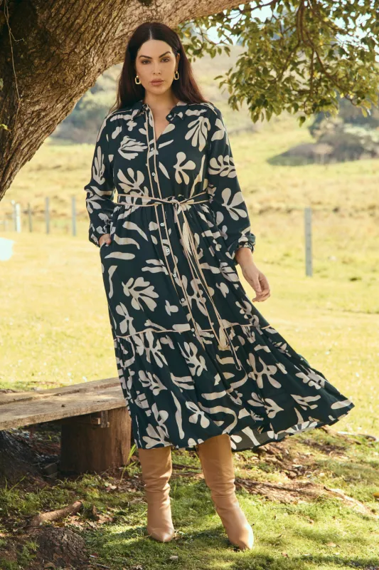 Ginette Collared Dress in Lumi sold by Adrift