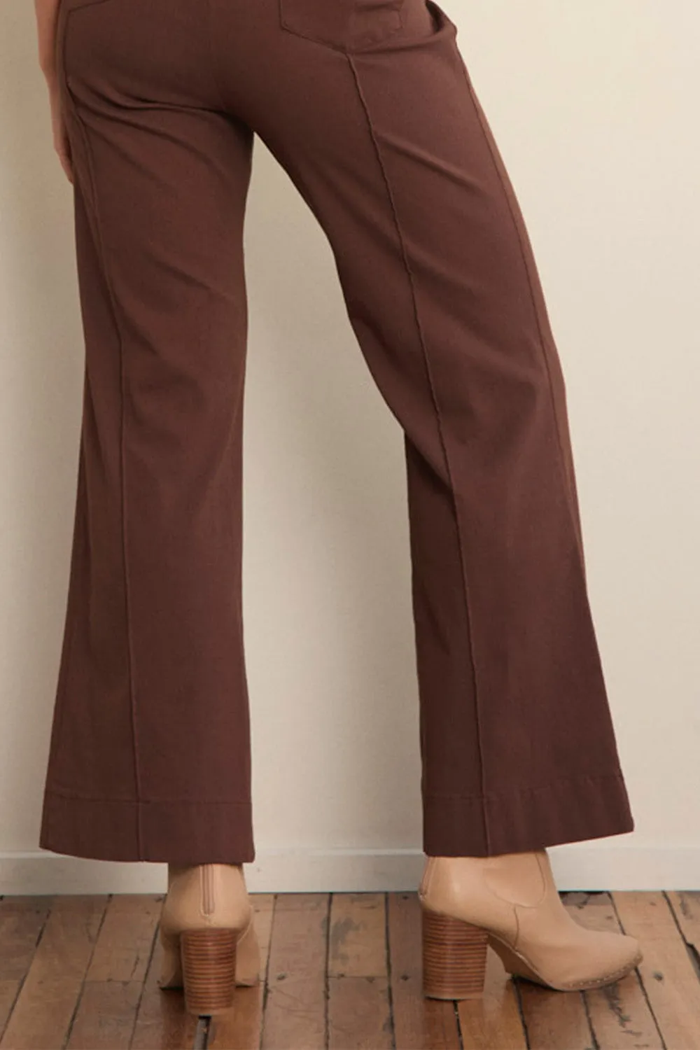 Stretch Wide Leg Pant in Chocolate sold by Adrift product image thumbnail 4