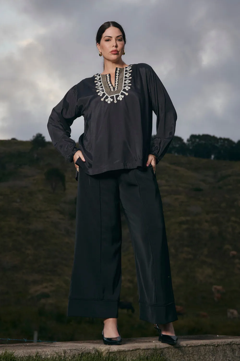 Cleo Wide Leg Pant in Black sold by Adrift product image thumbnail 2