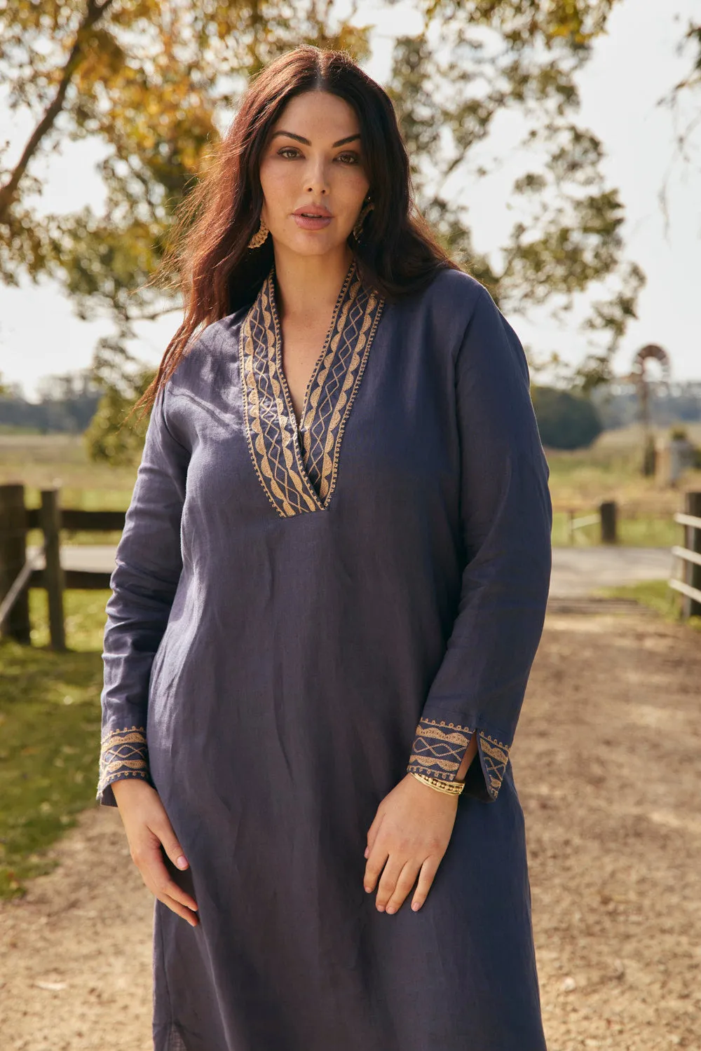 Tia Linen Tunic Dress in Slate sold by Adrift product image thumbnail 2