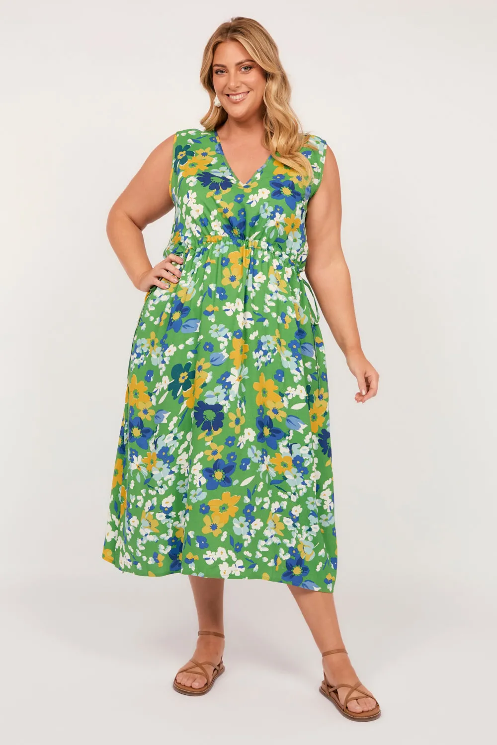 Ida Midi Dress in Spring Picnic sold by Adrift