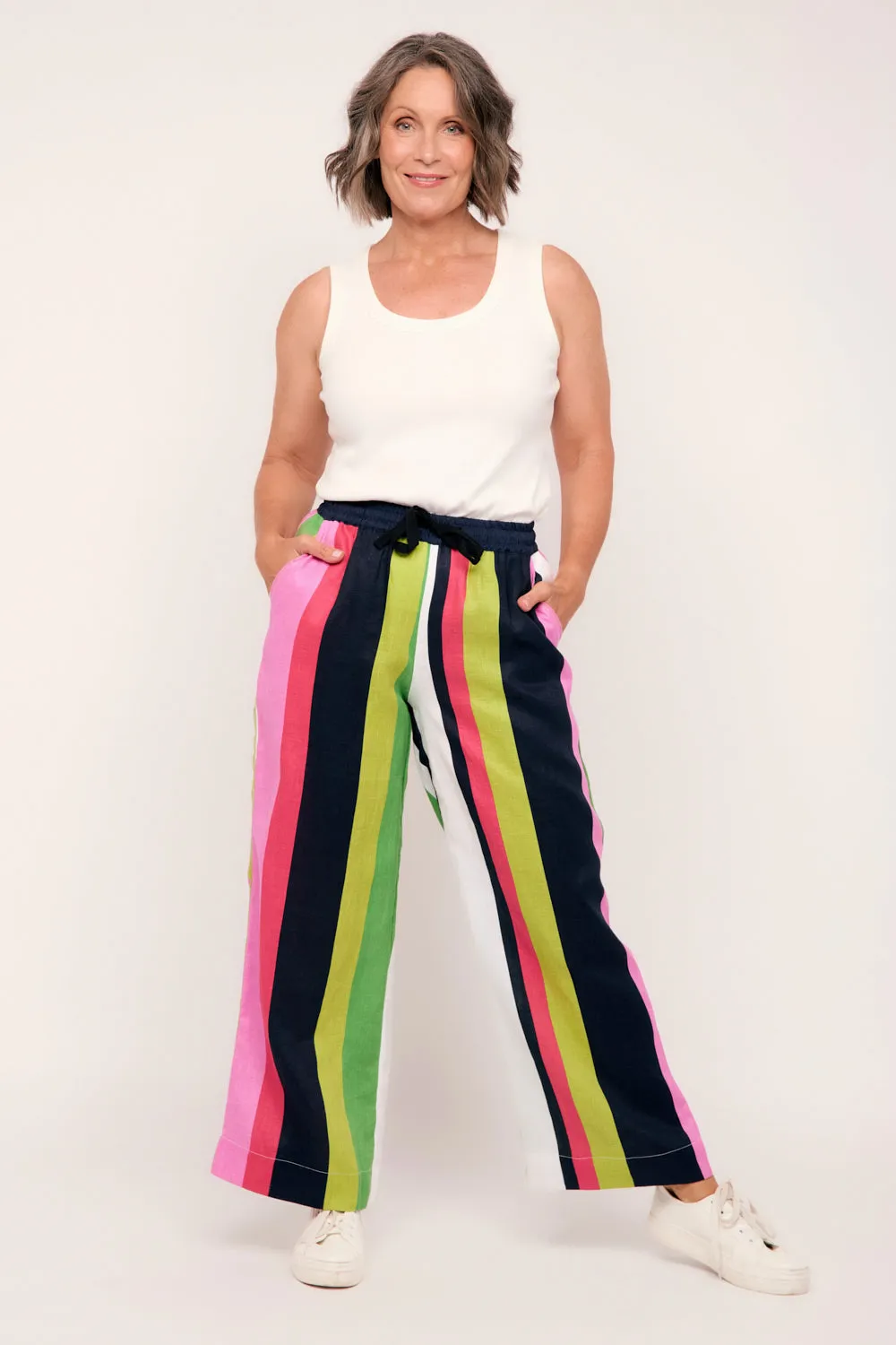 Breezy Relaxed Linen Pant in Treviso Stripe sold by Adrift product image thumbnail 4