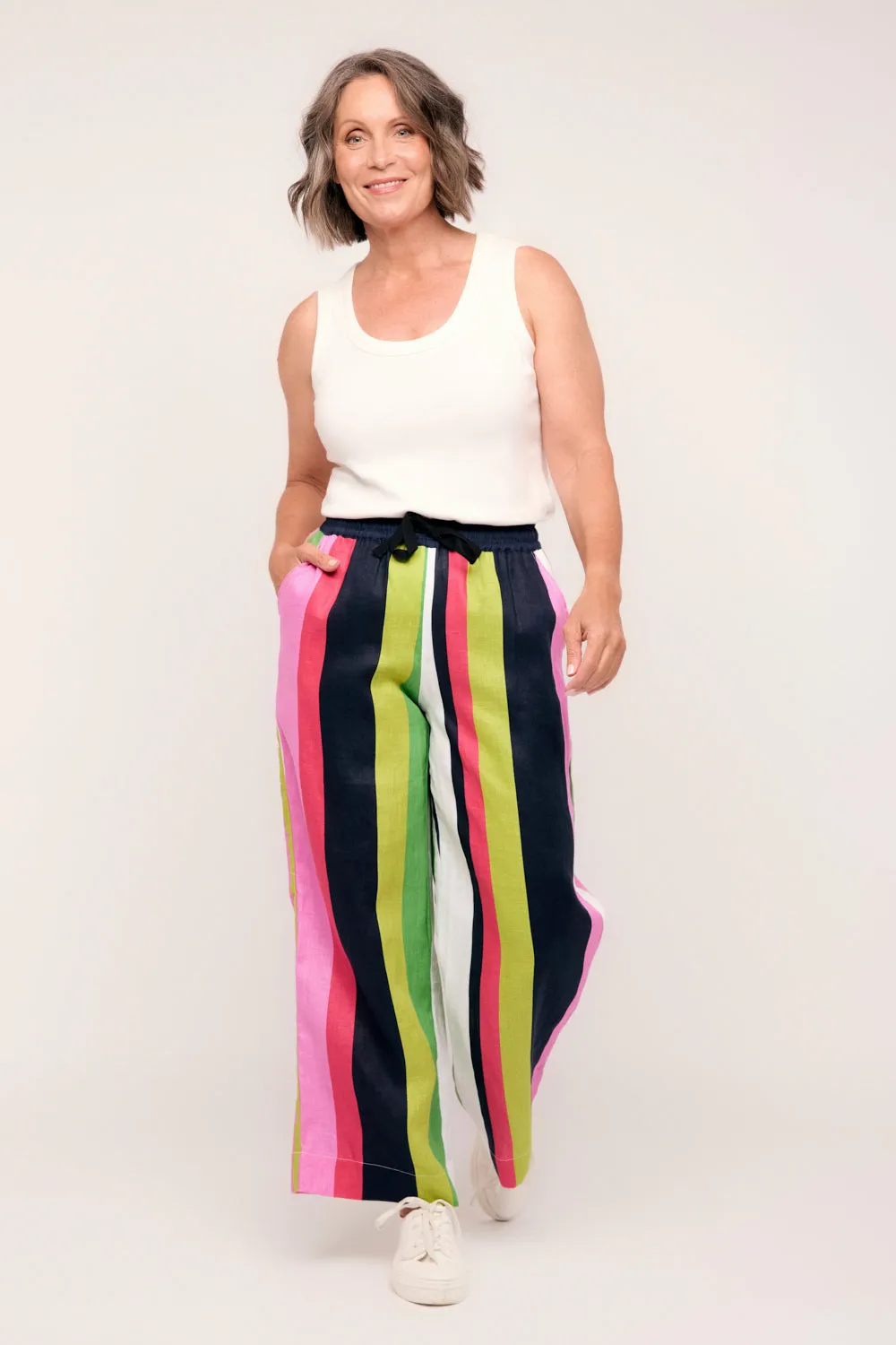 Breezy Relaxed Linen Pant in Treviso Stripe sold by Adrift