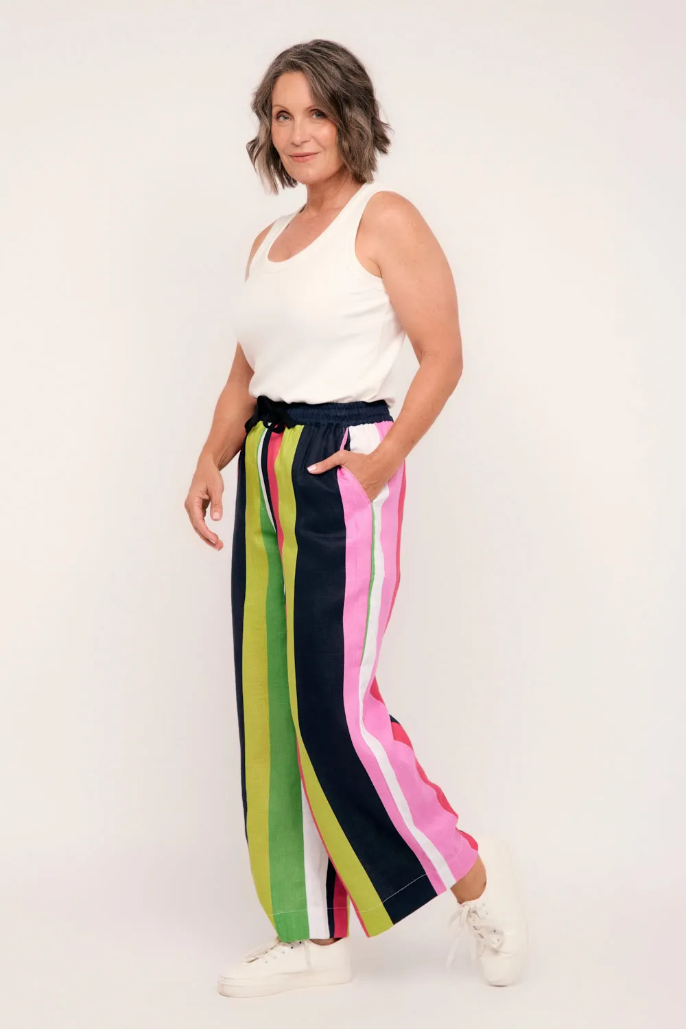 Breezy Relaxed Linen Pant in Treviso Stripe sold by Adrift product image thumbnail 3