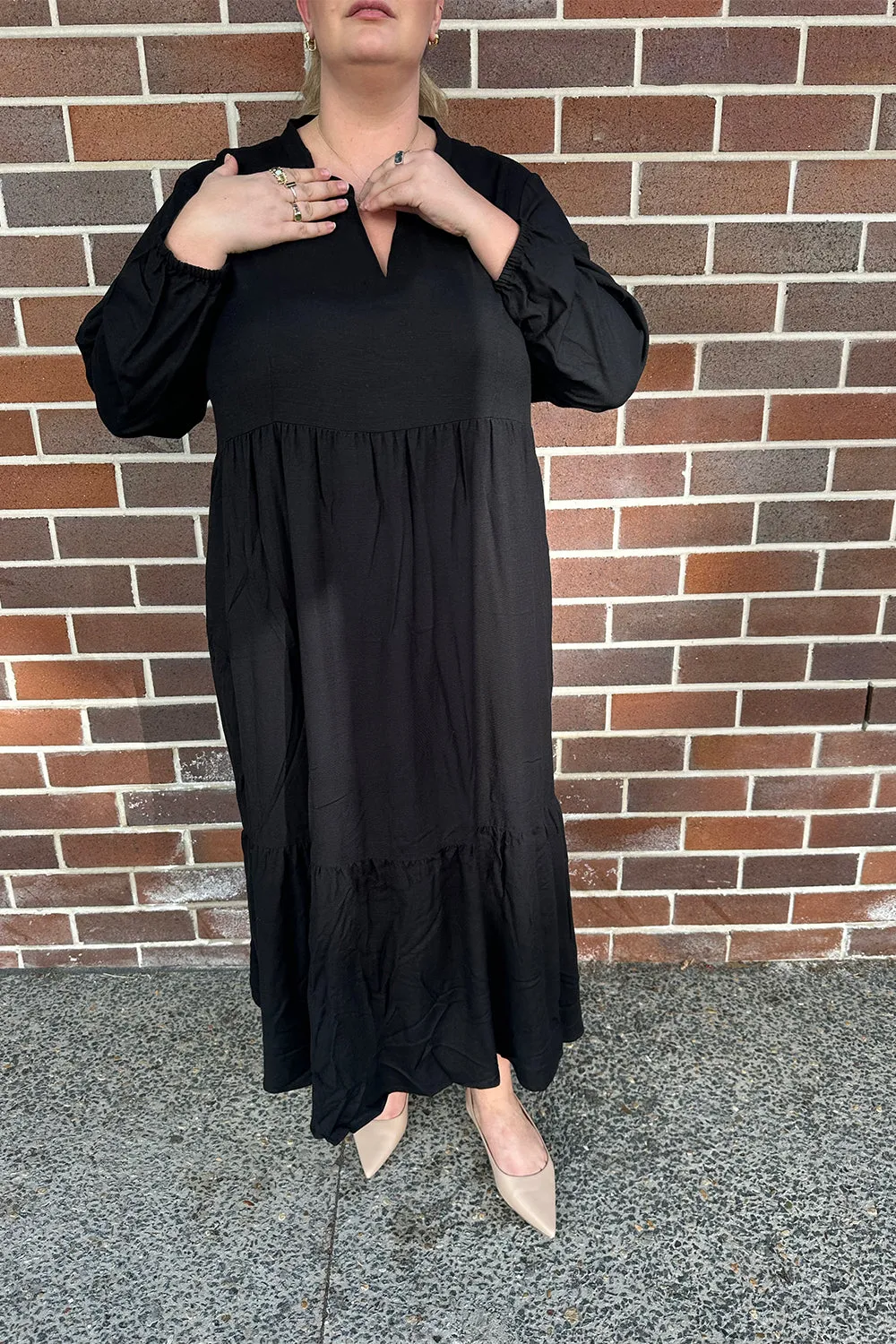 Sabre V-Neck Dress in Black sold by Adrift product image thumbnail 3