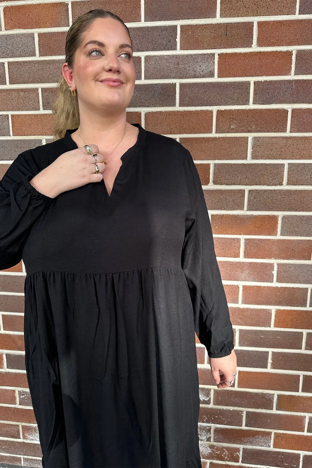 Sabre V-Neck Dress in Black sold by Adrift product image thumbnail 2