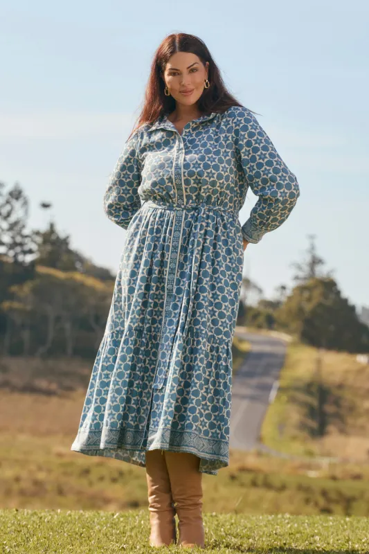 Ginette Billow Sleeve Dress in Starflower sold by Adrift