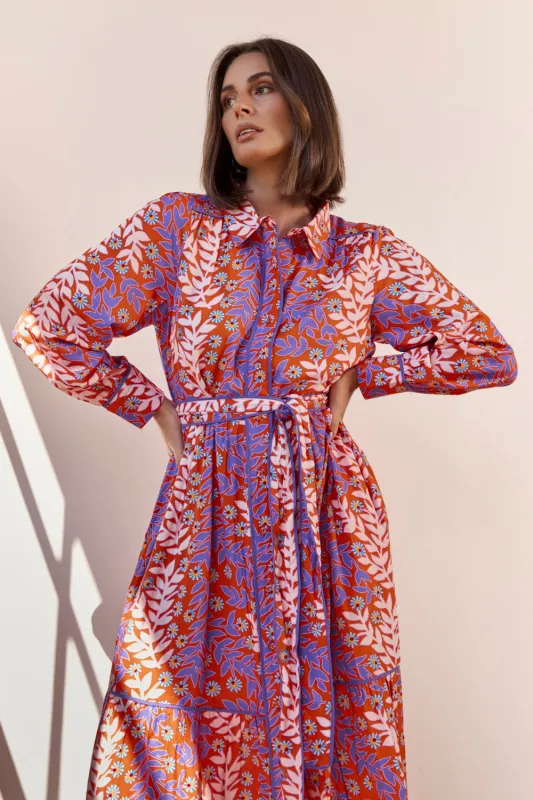 Ginette Collared Dress in Autumn Sonata sold by Adrift