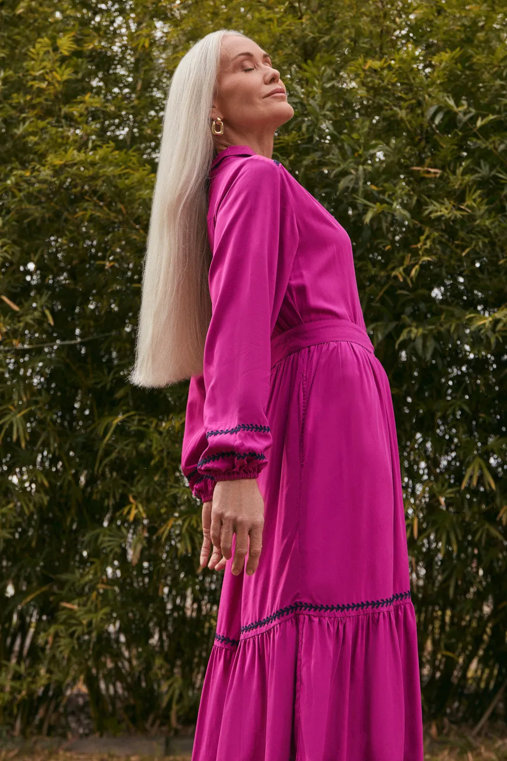 Ginette Embroidered Dress in Berry sold by Adrift product image thumbnail 2